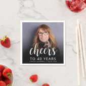 40e verjaardagsfeestje foto wit script gejuich servet (Insitu)