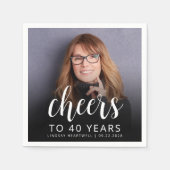 40e verjaardagsfeestje foto wit script gejuich servet (Voorkant)