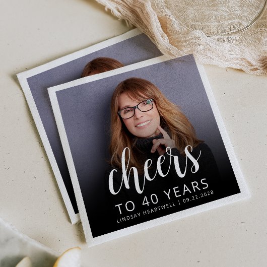 40e verjaardagsfeestje foto wit script gejuich servet