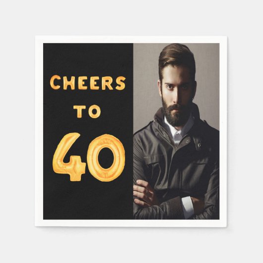 40e verjaardagsfeestje fotogouden bedriegers man m servet (Voorkant)