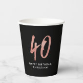 40e verjaardagsfeestje gepersonaliseerd roos goud papieren bekers (Voorkant)