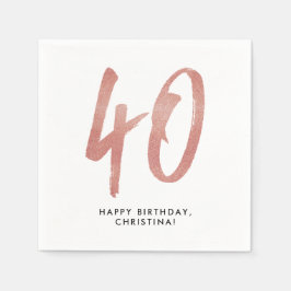 40e verjaardagsfeestje gepersonaliseerd roos goud servet