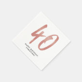 40e verjaardagsfeestje gepersonaliseerd roos goud servet (Hoek)