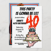 40e verjaardagsfeestje gepersonaliseerde foto kaart (Voorkant / Achterkant)