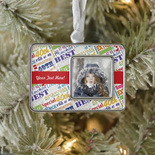 40e verjaardagsfeestje gepersonaliseerde geschenke verzilverd omlijst ornament (Boom)