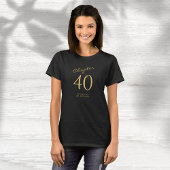 40e verjaardagsfeestje Goud Script Zwart T-shirt