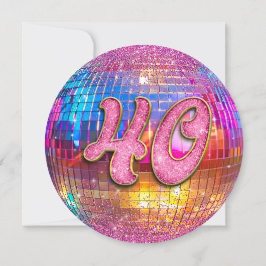 40e verjaardagsfeestje Gouden Roze Glitter Disco B Kaart (Achterkant)