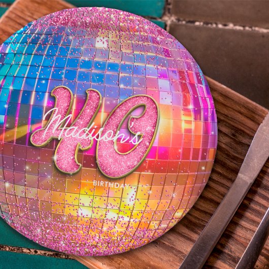 40e verjaardagsfeestje Gouden Roze Glitter Disco B Papieren Bordje
