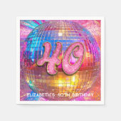 40e verjaardagsfeestje Gouden Roze Glitter Disco B Servet (Voorkant)