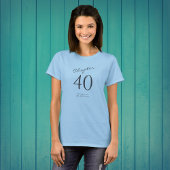 40e verjaardagsfeestje grijs script blauw t-shirt