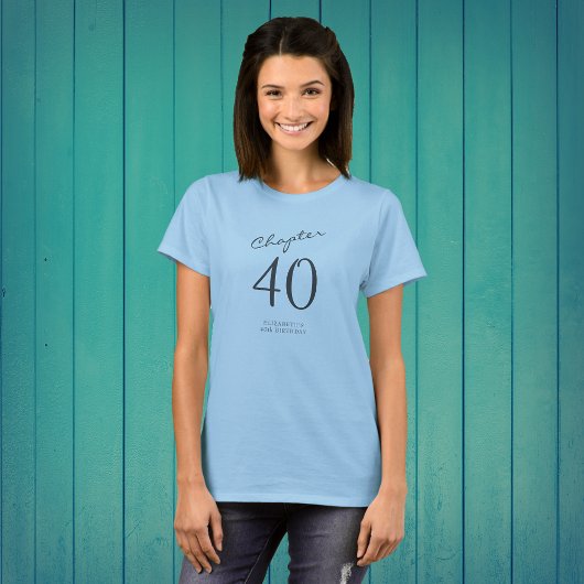 40e verjaardagsfeestje grijs script blauw t-shirt