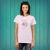 40e verjaardagsfeestje grijs script roze t-shirt