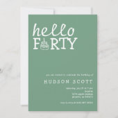 40e Verjaardagsfeestje Hallo Veertig Modern Lichtg Kaart (Voorkant)