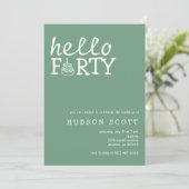 40e Verjaardagsfeestje Hallo Veertig Modern Lichtg Kaart (Staand voorkant)