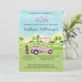 40e verjaardagsfeestje Lady Golfer thema uitnodigi Kaart (Staand voorkant)