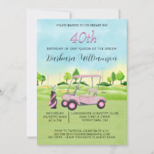 40e verjaardagsfeestje Lady Golfer thema uitnodigi