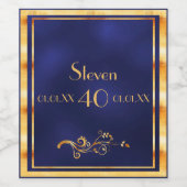 40e verjaardagsfeestje marineblauw goud wijn etiket (Enkel label)