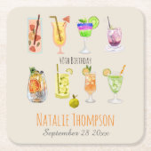 40e verjaardagsfeestje Mooie waterverf cocktail Kartonnen Onderzetters (Voorkant)