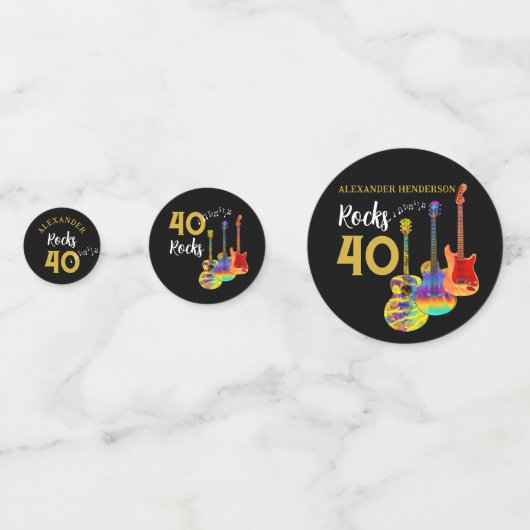40e verjaardagsfeestje Rock and Roll gepersonalise Confetti (Achterkanten)