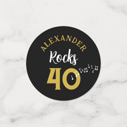 40e verjaardagsfeestje Rock and Roll gepersonalise Confetti (Kleine voorkant)