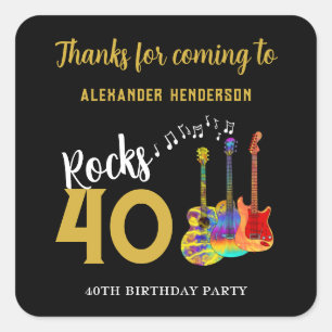 40e verjaardagsfeestje Rocks 40 Dank je Vierkante Sticker