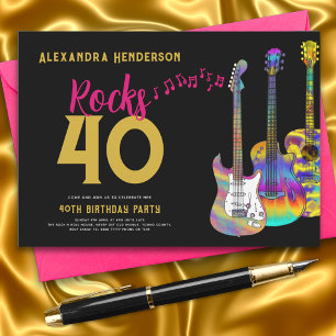 40e verjaardagsfeestje Rocks 40 Gitaar Roze Goud Kaart