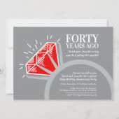 40e verjaardagsfeestje rode robijnen ring graphic kaart (Voorkant)