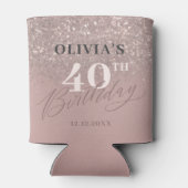 40e verjaardagsfeestje Roos gouden glitter Blikjeskoeler (Achterkant)