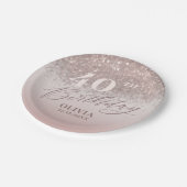 40e verjaardagsfeestje Roos gouden glitter Papieren Bordje (Gekanteld)