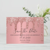40e verjaardagsfeestje roze sprankeling glitter dr save the date (Staand voorkant)