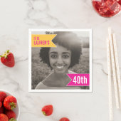 40e verjaardagsfeestje voeg je eigen foto roze gee servet (Insitu)