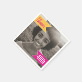 40e verjaardagsfeestje voeg je eigen foto roze gee servet (Hoek)