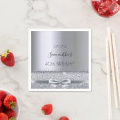 40e verjaardagsfeestje zilveren strik servet (Insitu)