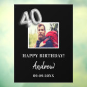 40e verjaardagsfeestje zwarte foto naam man raamsticker (Vel 3)