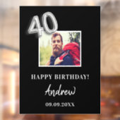 40e verjaardagsfeestje zwarte foto naam man raamsticker (Vel 2)