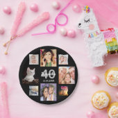 40e verjaardagsfeestje zwarte fotocollage vrouw papieren bordje (Feest)