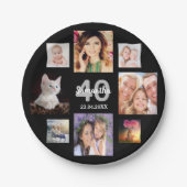 40e verjaardagsfeestje zwarte fotocollage vrouw papieren bordje (Voorkant)