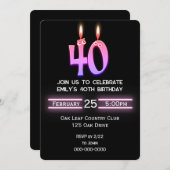 40e verjaardagsfeestkaarsen kaart (Voorkant / Achterkant)