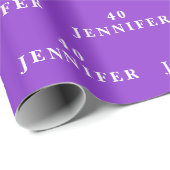 40e Verjaardagsfeestnaam Paarse Modern Pattern Cadeaupapier (Rol Hoek)