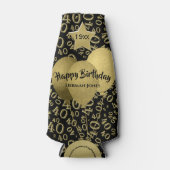 40e Verjaardagsfeestnummer Patroon Goud en Zwart Flesjeskoeler (Voorkant)