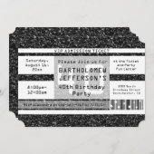 40e verjaardagsfeestticket, Black Shimmer Kaart (Voorkant / Achterkant)