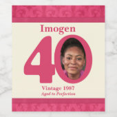  40e verjaardagsfoto aangepaste wijnlabels wijn etiket (Enkel label)