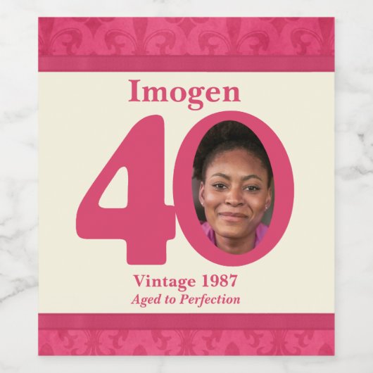  40e verjaardagsfoto aangepaste wijnlabels wijn etiket (Enkel label)