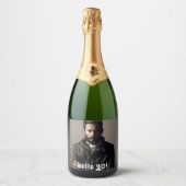 40e verjaardagsfoto hallo 40 jongens mannen sparkling wijnetiket (Voorkant)