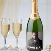40e verjaardagsfoto hallo 40 jongens mannen sparkling wijnetiket