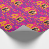 40e Verjaardagsfoto leuk paarse roze cadeauverpakk Cadeaupapier (Hoek)