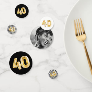 40e Verjaardagsfoto Zwart Wit Gouden Feest Confett Confetti