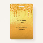 40e verjaardagsgoud glitter druipt VIP Badge (Achterkant)
