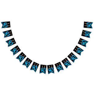 40e verjaardagskaarsen met oogballen vlaggetjes