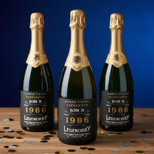 40e verjaardagslegende Voeg uw naam toe 1986 Vinta Sparkling Wijnetiket